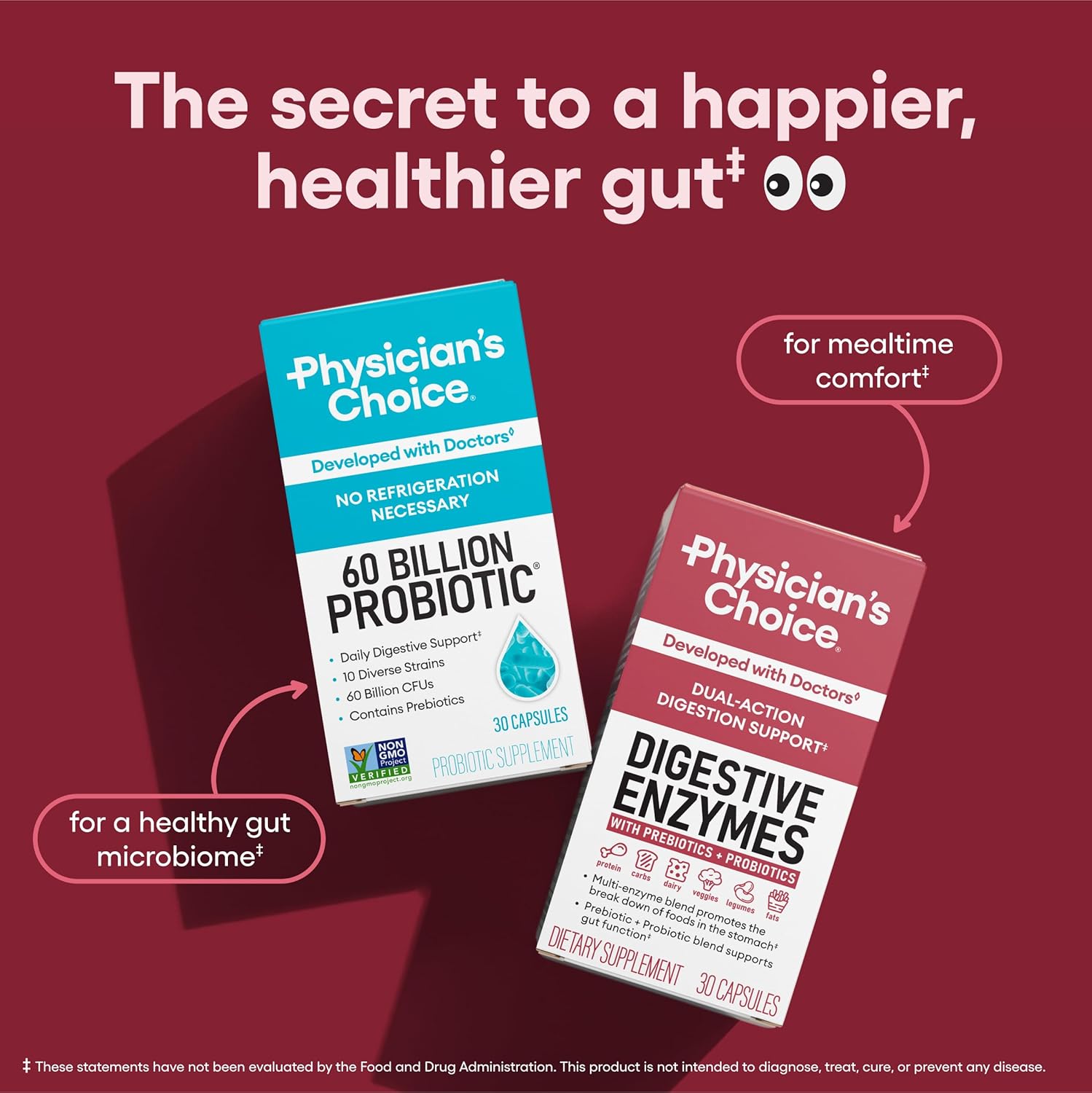 Physician's CHOICE Digestive Enzymes for Bloating & Digestion - Fast-Acting 16 Enzyme Formula with Organic Prebiotics & Probiotics for Gut & Digestive Health - Meal Time Discomfort Relief - 90 CT - Image 5