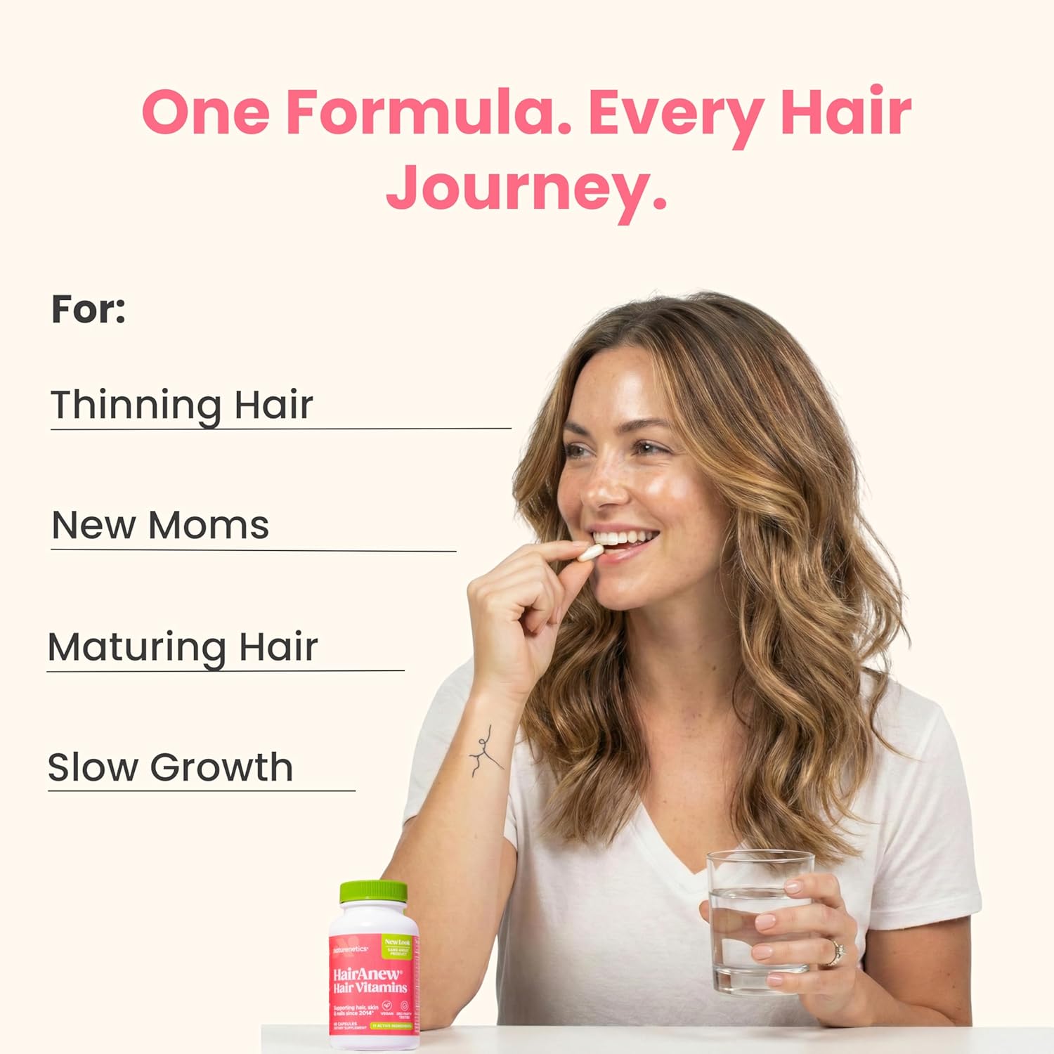 HairAnew Hair Growth Vitamins for Thicker Stronger Hair | Works for Women & Men All Hair Types | 11 Hair Vitamins & Ingredients | 5000mcg Biotin | Vegan | Independently Tested | 60 Capsules (3) - Image 3