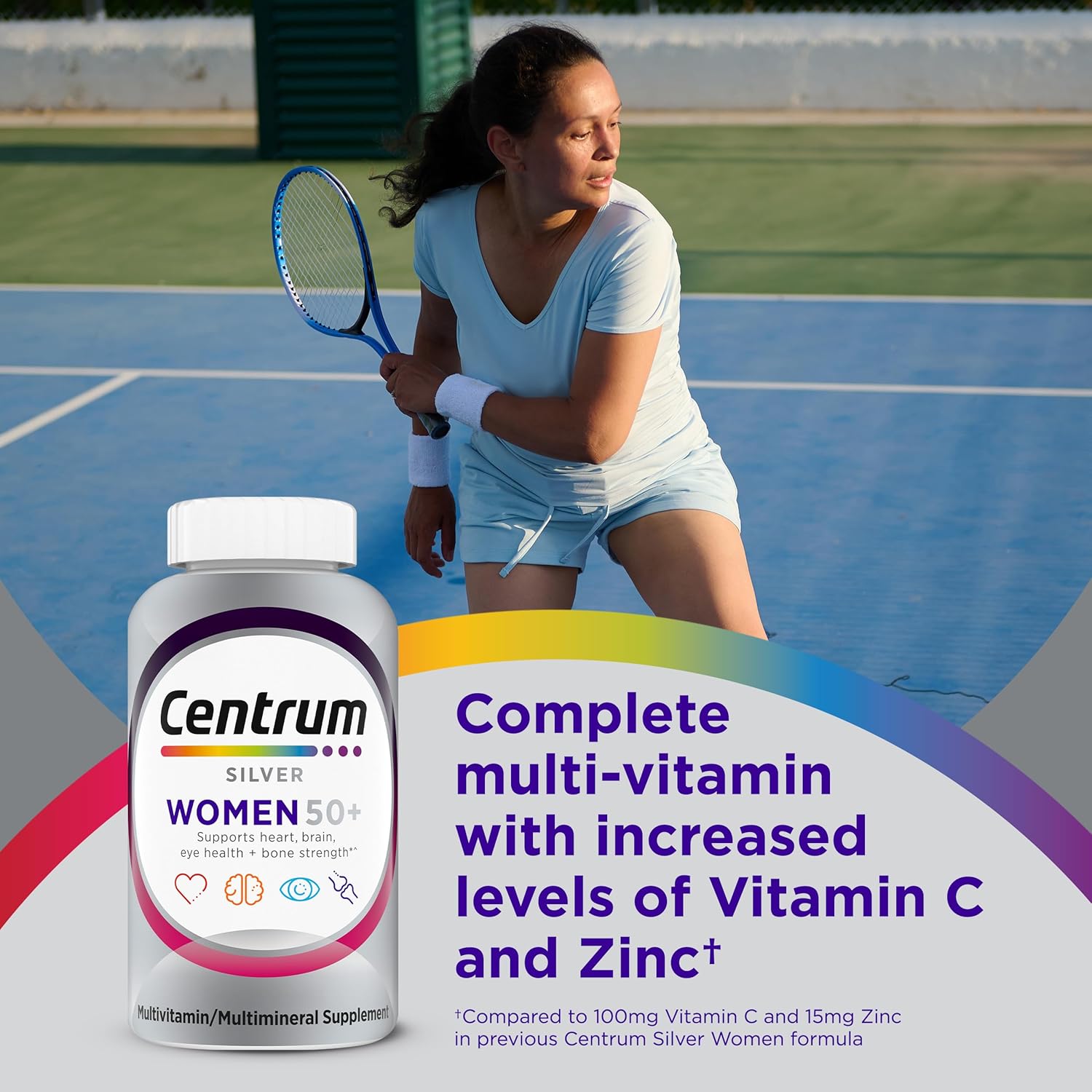 Centrum Silver Women's Multivitamin for Women 50 Plus, Multivitamin/Multimineral Supplement with Vitamin D3, B Vitamins, Non-GMO Ingredients, Supports Memory and Cognition in Older Adults - 100 Ct - Image 2