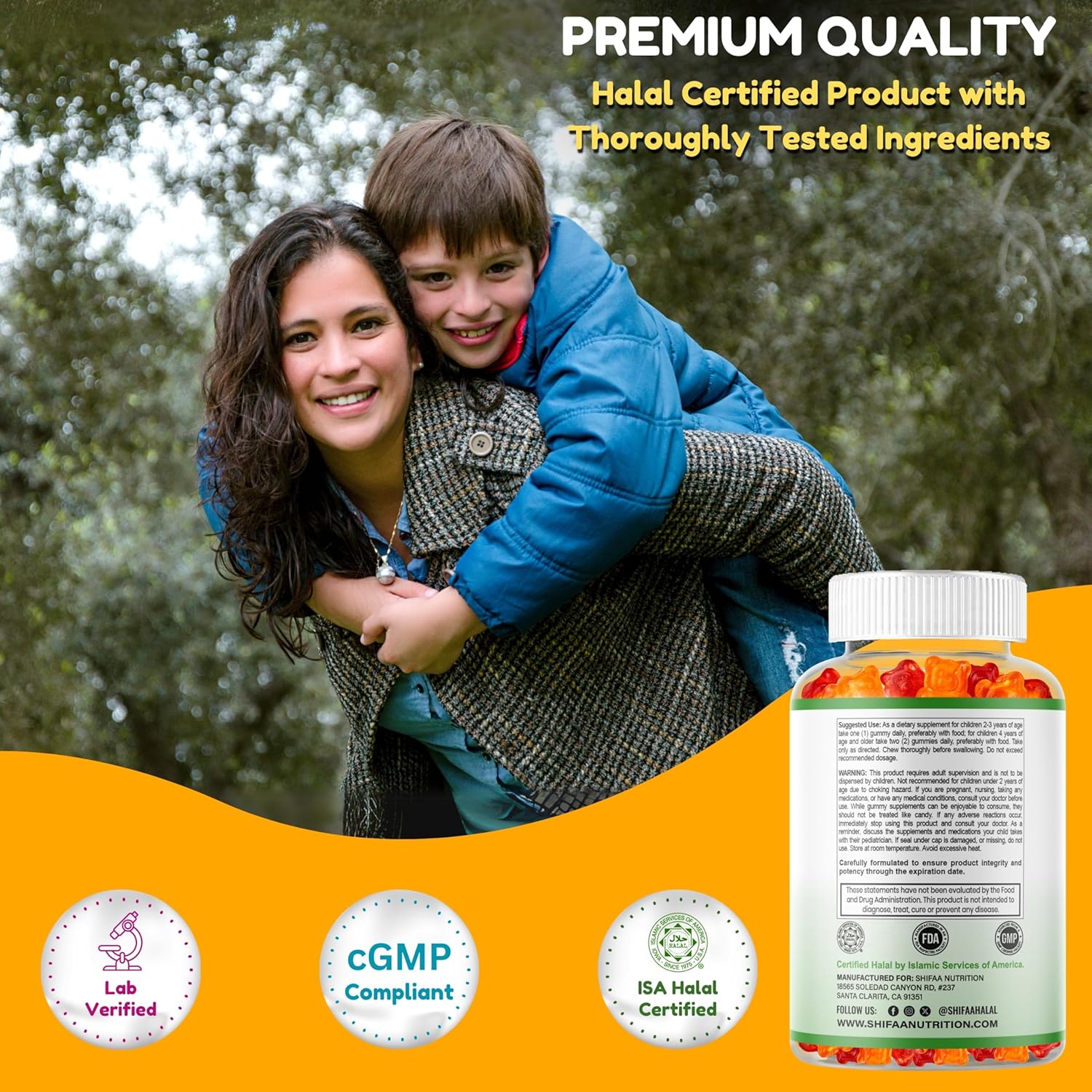 SHIFAA NUTRITION Halal Kids Multivitamin Gummies, 45-90 Days Supply, with All Essential Kids Vitamins. Toddler Vitamins with Vitamin C, D, Zinc, A, E, B6, B12, Biotin | Halal Gummies for Kids - Image 6